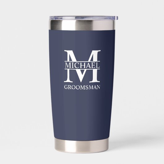 Gepersonaliseerde Groomsman's Naam en Monogram Geïsoleerde Drinkbeker (Links)