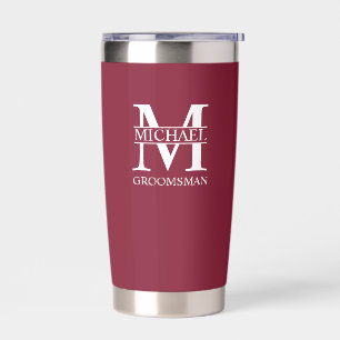 Gepersonaliseerde Groomsman's Naam en Monogram Geïsoleerde Drinkbeker
