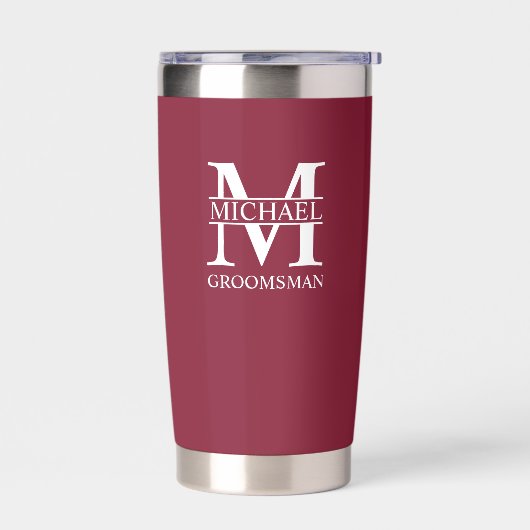 Gepersonaliseerde Groomsman's Naam en Monogram Geïsoleerde Drinkbeker (Links)