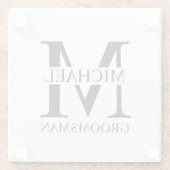Gepersonaliseerde Groomsman's Naam en Monogram Glazen Onderzetter (Achterkant)