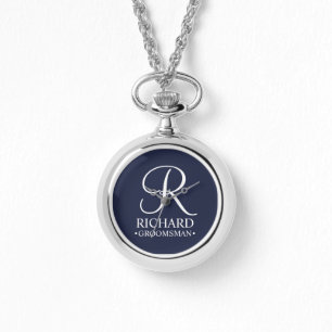 Gepersonaliseerde Groomsman's Naam en Monogram Horloge