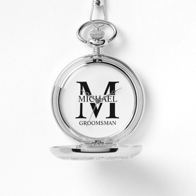 Gepersonaliseerde Groomsman's Naam en Monogram Horloge (Voorkant)