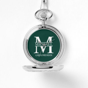 Gepersonaliseerde Groomsman's Naam en Monogram Horloge
