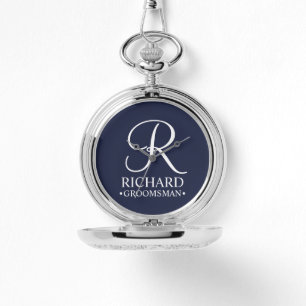 Gepersonaliseerde Groomsman's Naam en Monogram Horloge