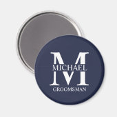 Gepersonaliseerde Groomsman's Naam en Monogram Magneet (Voorkant / Achterkant)