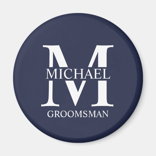 Gepersonaliseerde Groomsman's Naam en Monogram Magneet (Voorkant)