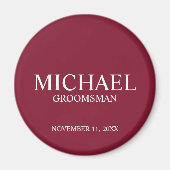 Gepersonaliseerde Groomsman's Naam en Monogram Magneet (Voorkant)