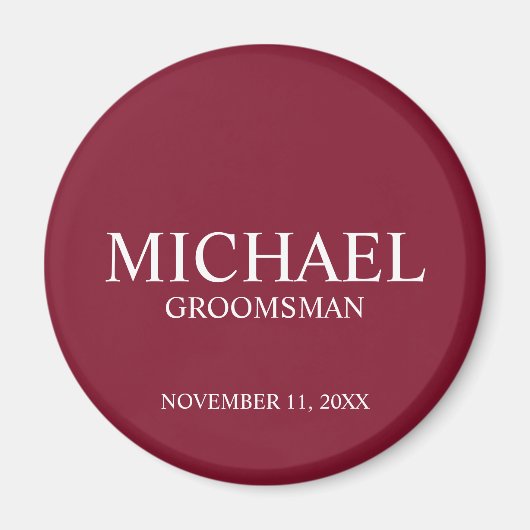 Gepersonaliseerde Groomsman's Naam en Monogram Magneet (Voorkant)