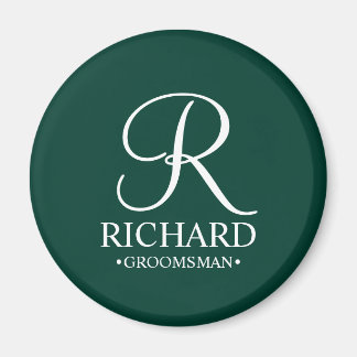 Gepersonaliseerde Groomsman's Naam en Monogram Magneet