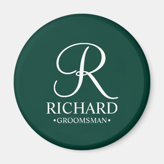 Gepersonaliseerde Groomsman's Naam en Monogram Magneet (Voorkant)