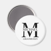 Gepersonaliseerde Groomsman's Naam en Monogram Magneet (Voorkant / Achterkant)