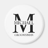 Gepersonaliseerde Groomsman's Naam en Monogram Magneet (Voorkant)