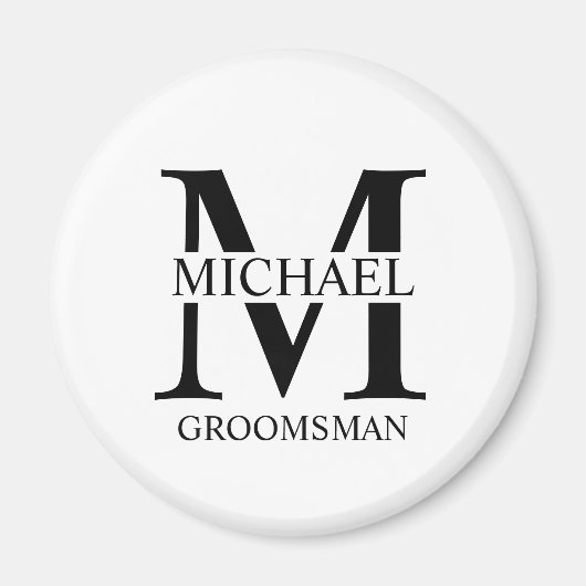 Gepersonaliseerde Groomsman's Naam en Monogram Magneet (Voorkant)