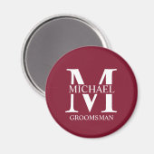 Gepersonaliseerde Groomsman's Naam en Monogram Magneet (Voorkant / Achterkant)