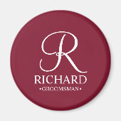Gepersonaliseerde Groomsman's Naam en Monogram Magneet (Voorkant)