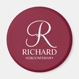 Gepersonaliseerde Groomsman's Naam en Monogram Magneet
