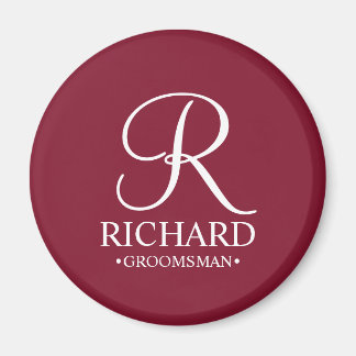 Gepersonaliseerde Groomsman's Naam en Monogram Magneet