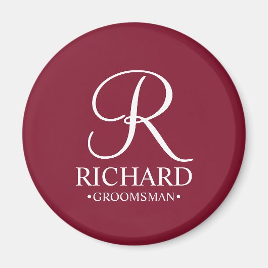 Gepersonaliseerde Groomsman's Naam en Monogram Magneet (Voorkant)