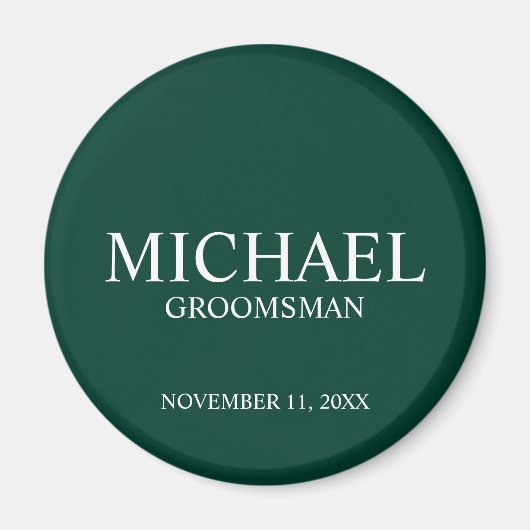 Gepersonaliseerde Groomsman's Naam en Monogram Magneet (Voorkant)
