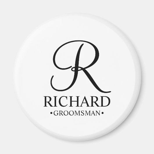 Gepersonaliseerde Groomsman's Naam en Monogram Magneet (Voorkant)