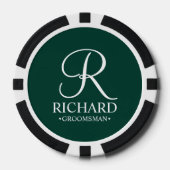Gepersonaliseerde Groomsman's Naam en Monogram Poker Chips (Voorkant)