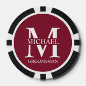 Gepersonaliseerde Groomsman's Naam en Monogram Poker Chips (Voorkant)