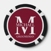 Gepersonaliseerde Groomsman's Naam en Monogram Poker Chips (Achterkant)