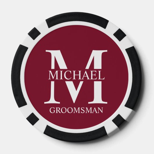 Gepersonaliseerde Groomsman's Naam en Monogram Poker Chips (Achterkant)