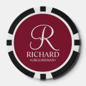 Gepersonaliseerde Groomsman's Naam en Monogram Poker Chips (Voorkant)