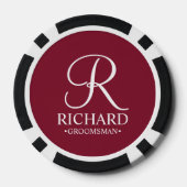 Gepersonaliseerde Groomsman's Naam en Monogram Poker Chips (Achterkant)
