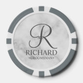 Gepersonaliseerde Groomsman's Naam en Monogram Poker Chips (Voorkant)