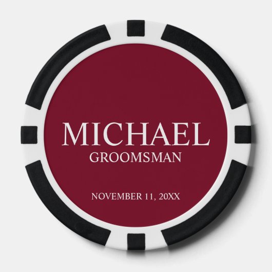 Gepersonaliseerde Groomsman's Naam en Monogram Poker Chips (Voorkant)