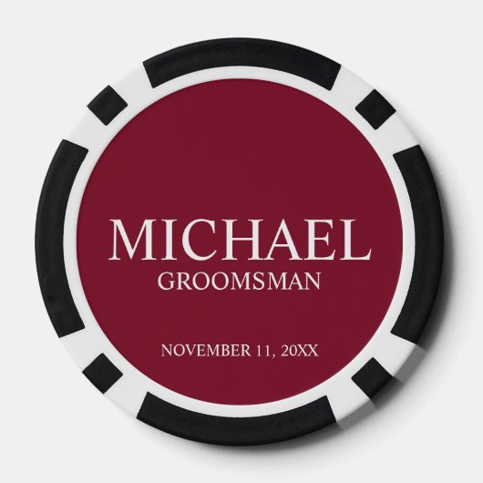 Gepersonaliseerde Groomsman's Naam en Monogram Poker Chips (Achterkant)