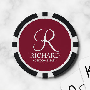 Gepersonaliseerde Groomsman's Naam en Monogram Poker Chips