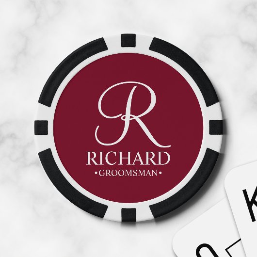 Gepersonaliseerde Groomsman's Naam en Monogram Poker Chips
