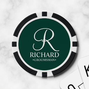 Gepersonaliseerde Groomsman's Naam en Monogram Poker Chips