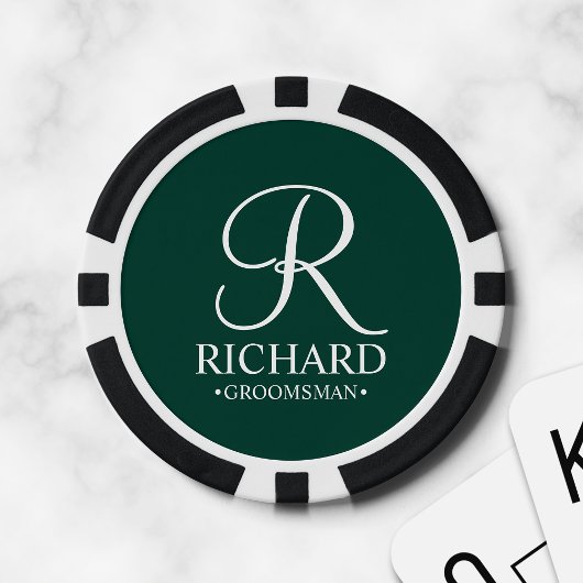 Gepersonaliseerde Groomsman's Naam en Monogram Poker Chips