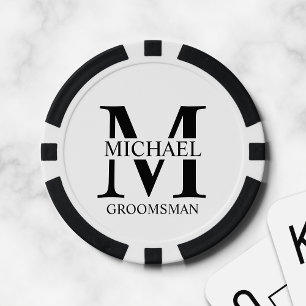 Gepersonaliseerde Groomsman's Naam en Monogram Poker Chips
