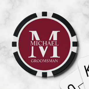 Gepersonaliseerde Groomsman's Naam en Monogram Poker Chips