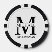 Gepersonaliseerde Groomsman's Naam en Monogram Poker Chips (Voorkant)