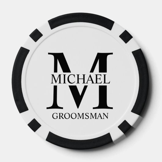 Gepersonaliseerde Groomsman's Naam en Monogram Poker Chips (Achterkant)
