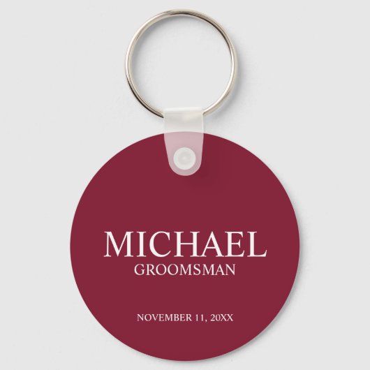 Gepersonaliseerde Groomsman's Naam en Monogram Sleutelhanger (Voorkant)