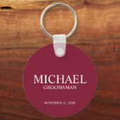 Gepersonaliseerde Groomsman's Naam en Monogram Sleutelhanger (Voorkant)