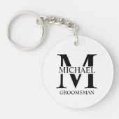 Gepersonaliseerde Groomsman's Naam en Monogram Sleutelhanger (Voorkant)