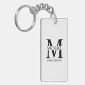 Gepersonaliseerde Groomsman's Naam en Monogram Sleutelhanger (Voorkant Links)