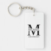 Gepersonaliseerde Groomsman's Naam en Monogram Sleutelhanger (Voorkant)