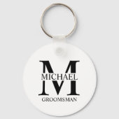 Gepersonaliseerde Groomsman's Naam en Monogram Sleutelhanger (Voorkant)