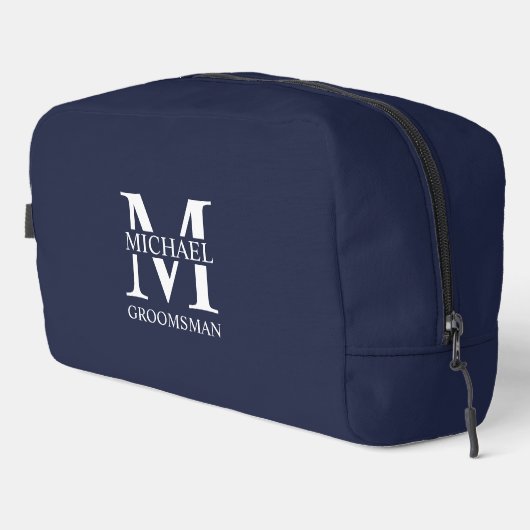 Gepersonaliseerde Groomsman's Naam en Monogram Toilettasje (Rechterhoek)