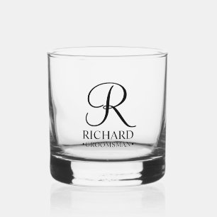 Gepersonaliseerde Groomsman's Naam en Monogram Whisky Glas