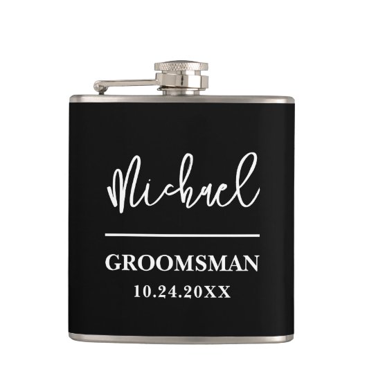 Gepersonaliseerde Groomsmen Best Man Gift Heupfles (Voorkant)